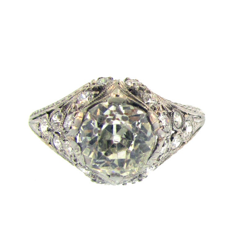 Art Deco Diamond Engagement Ring For Sale