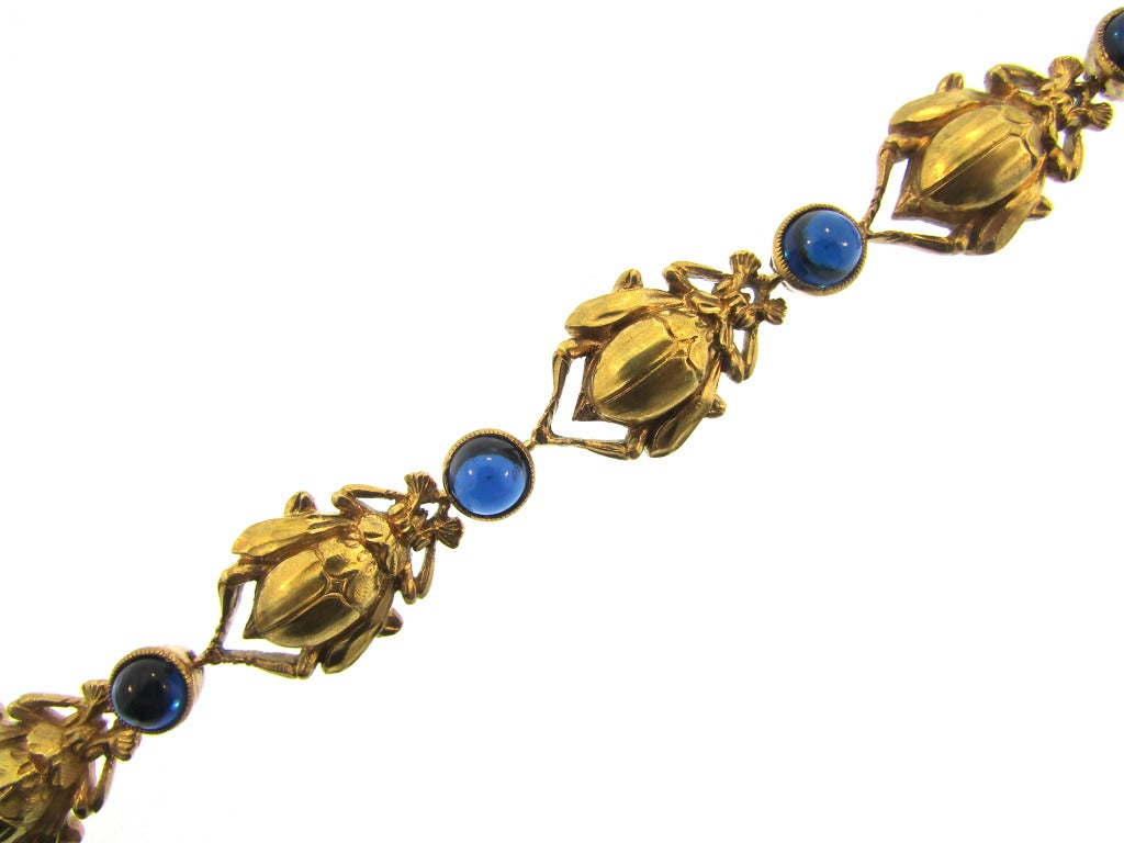 Egyptian Revival Scarab Bracelet In Excellent Condition For Sale In New York, NY