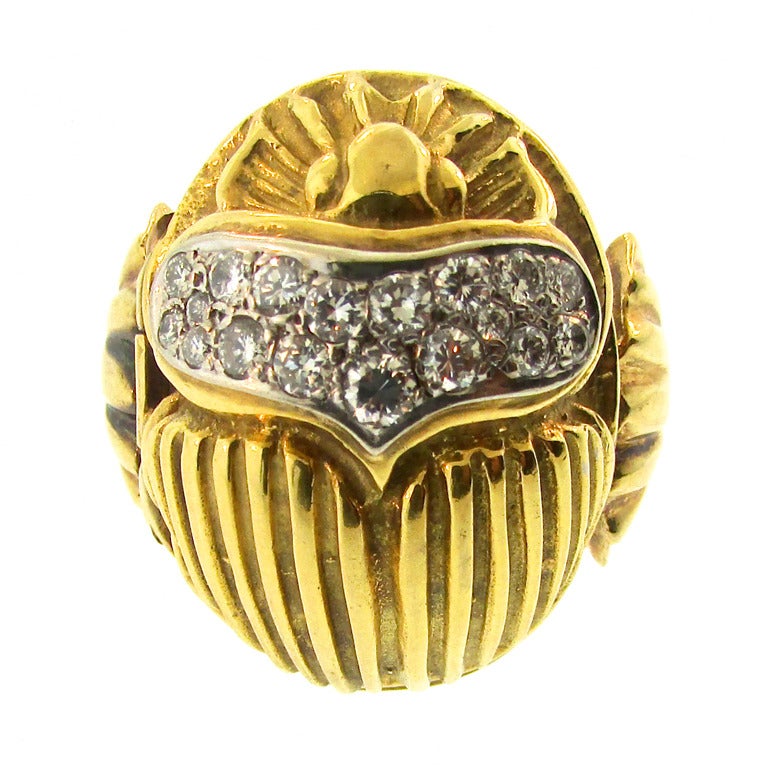 Egyptian Revival Scarab Ring For Sale