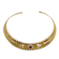 1960s Buccellati Ruby Diamond Choker