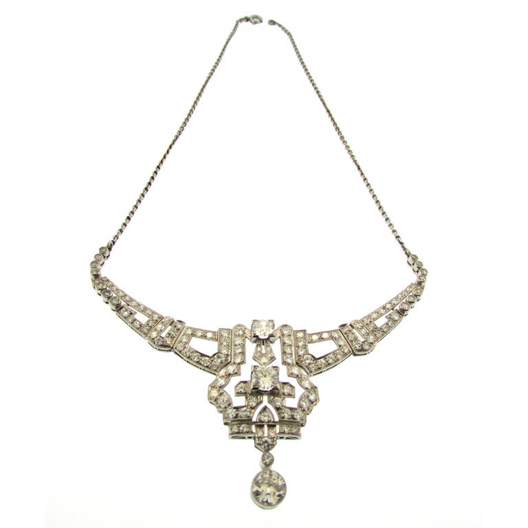 Impressive Art Deco Diamond Necklace For Sale