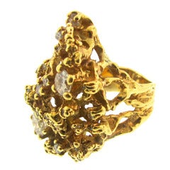 1960s Arthur King Diamond Gold Ring