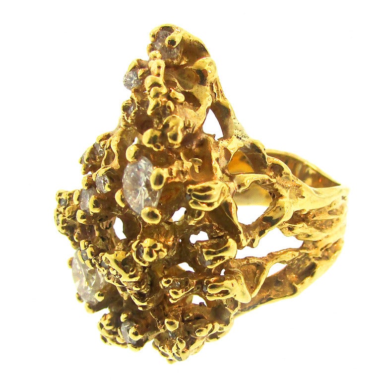 1960s Arthur King Diamond Gold Ring For Sale