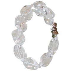 Elegant Rock Crystal And Gold Necklace