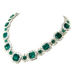Magnificent Columbian Emerald Diamond Necklace