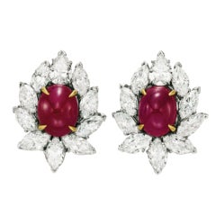 VAN CLEEF AND ARPELS Platinum Diamond Ruby Earrings