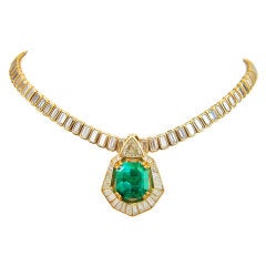 Colombian Emerald Diamond Gold Necklace
