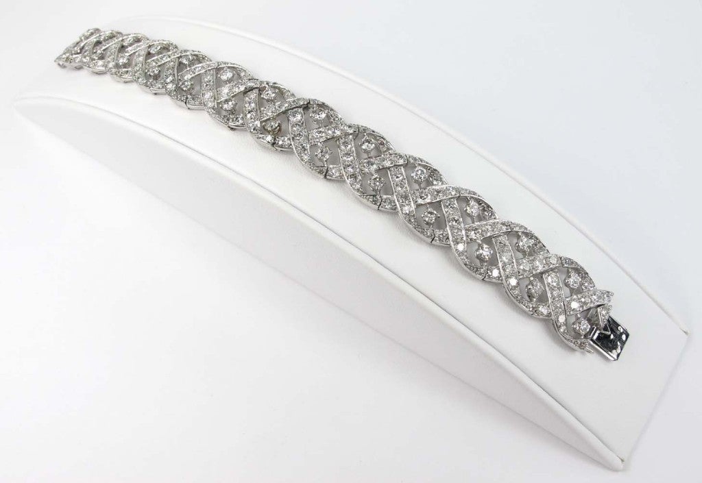This is an exceptional Diamond and Platinum bracelet with approximately 15 ½ carats diamonds, H color VS clarity.