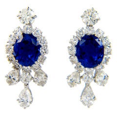 HARRY WINSTON Sapphire Diamond Platinum Earrings