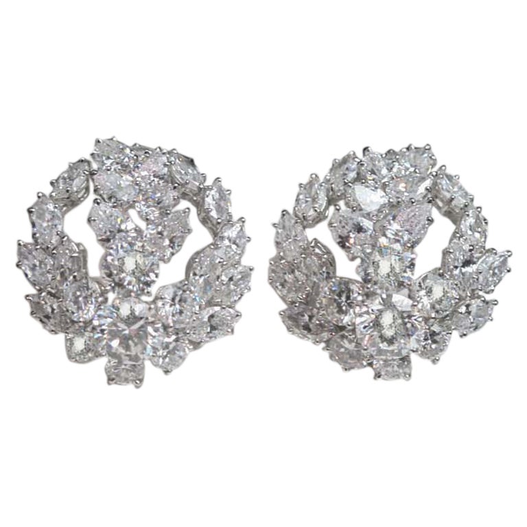 HARRY WINSTON Diamond Cluster Wreath Earrings For Sale