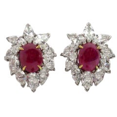 VAN CLEEF & ARPELS  Diamond Ruby Platinum Earrings