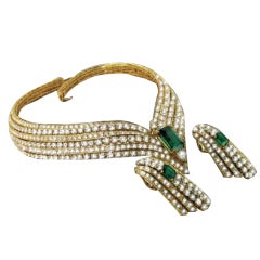 CARTIER  Diamond  Emerald Yellow Gold Necklace Set