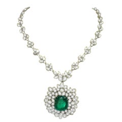 Platinum Diamond Emerald Necklace