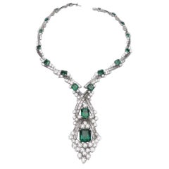 ASPREY White Gold Diamond Emerald Necklace