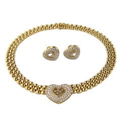 CHOPARD Diamond Gold Earring and Necklace Set