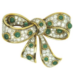 Gold Diamond Emerald Pin