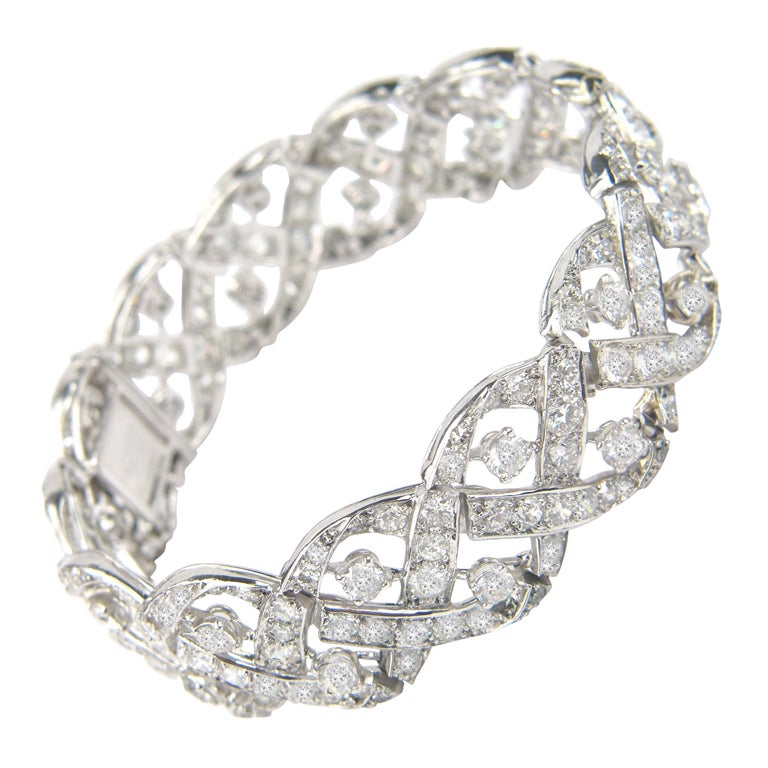 Cartier Platinum Diamond Bracelet For Sale