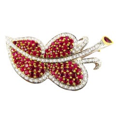 White Gold Diamond Ruby Pin