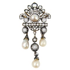 Edwarian Antique Diamond Pearl Pin