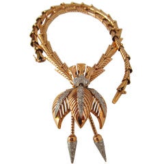 Splendid 1940's Gold and Diamond Tassel Necklace
