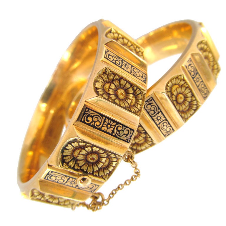 Spectacular Pair of French Belle Epoque Bangles at 1stdibs