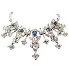 Vintage Splendid Diamond and Sapphire Cocktail Necklace