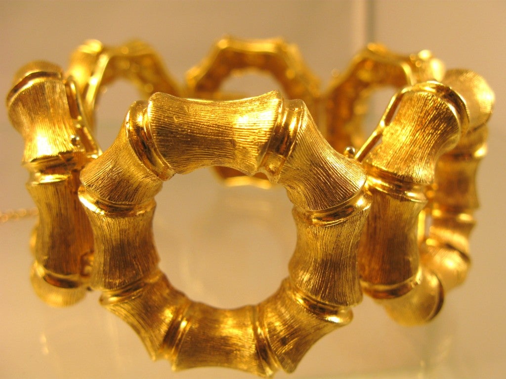 Chic 60's Faux Bamboo Gold Link Bracelet