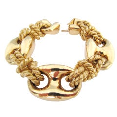Superb Large Nautical Inspired Link Gold Bracelet