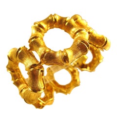 Vintage Chic 60's Faux Bamboo Gold Link Bracelet