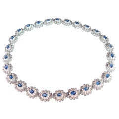Elegant Sapphire Diamond White Gold Necklace