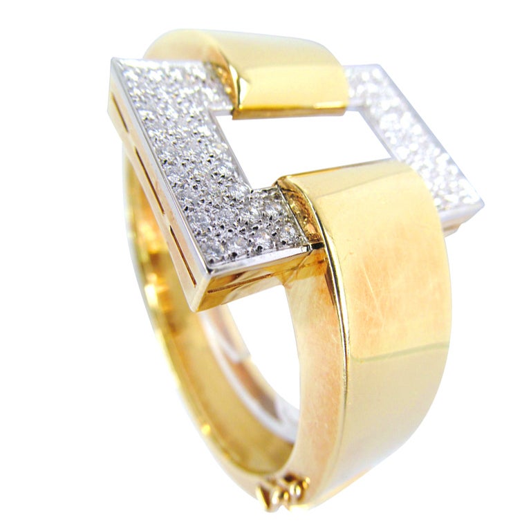 Elegant 1970's Diamond & Gold Bracelet