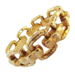 Chic Faux Bamboo Inspired Gold Link Bracelet