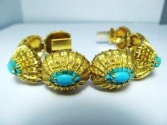 Elegant Persian Turquoise & Gold Link Bracelet