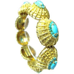 Elegant Persian Turquoise & Gold Link Bracelet