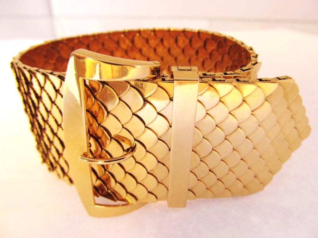 Spectacular Large 40's Gold Buckle Bracelet