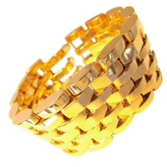 Retro Classic Chic, Gold " Tank " Bracelet, Geometric Lines