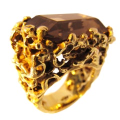 Spectacular Large Mid Century Nugget Gold Ring