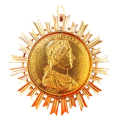 Seaman Schepps: Sunburst Gold Coin Pendant / Brooch