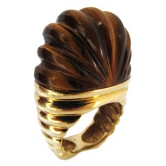 Large Bold Gold and Tiger Eye Ring