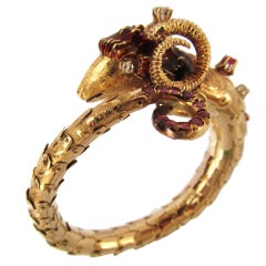 Rare Rams Head Wrap Gold Bracelet