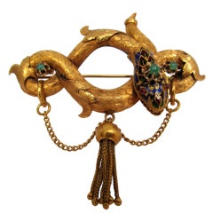Superb Gold Serpent / Snake Antique Brooch