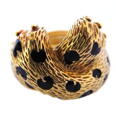 Fred Paris, Gold and Enamel Paw Ring / Band