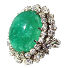 Superb Large Emerald and Diamond Cocktail Ring