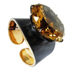 Vintage SPECTACULAR Gold and Citrine Cuff Bracelet