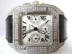 Cartier Santos, XL Chronograph, Pave Diamonds