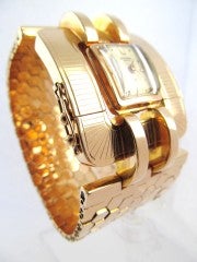 Used Superb Large 40's Snake Scale Watch Bracelet / Cuff