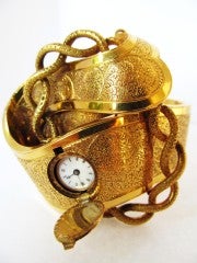 Exceptional English 19thC Gold Bangle w/ Mercier Mysterieuse