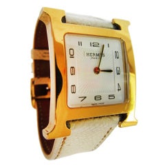 Hermes Lady's Gilt Stainless Steel H Hour Wristwatch