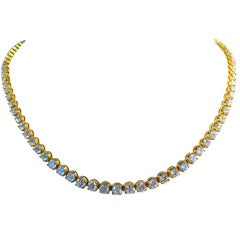 Vintage Classical Riviere Diamond and Gold Necklace