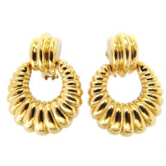 Marvellous pair of Large Gold Door Knocker Earrings